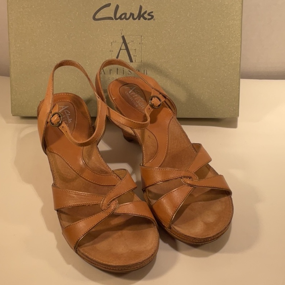 Clark’s Artesian Strappy Wedge Sandals 3” heel